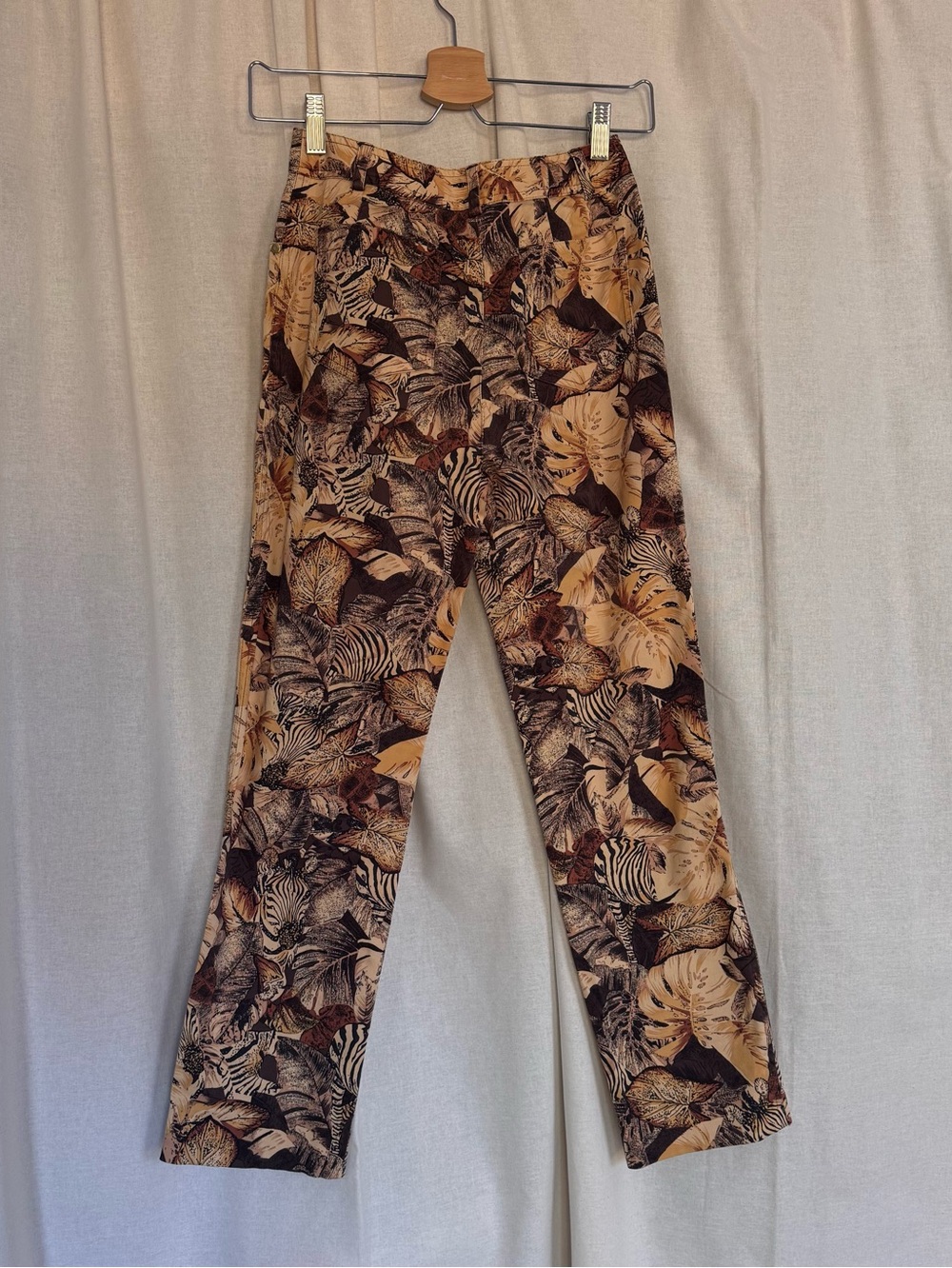 vintage straight leg high waisted trousers jungle print size 2p